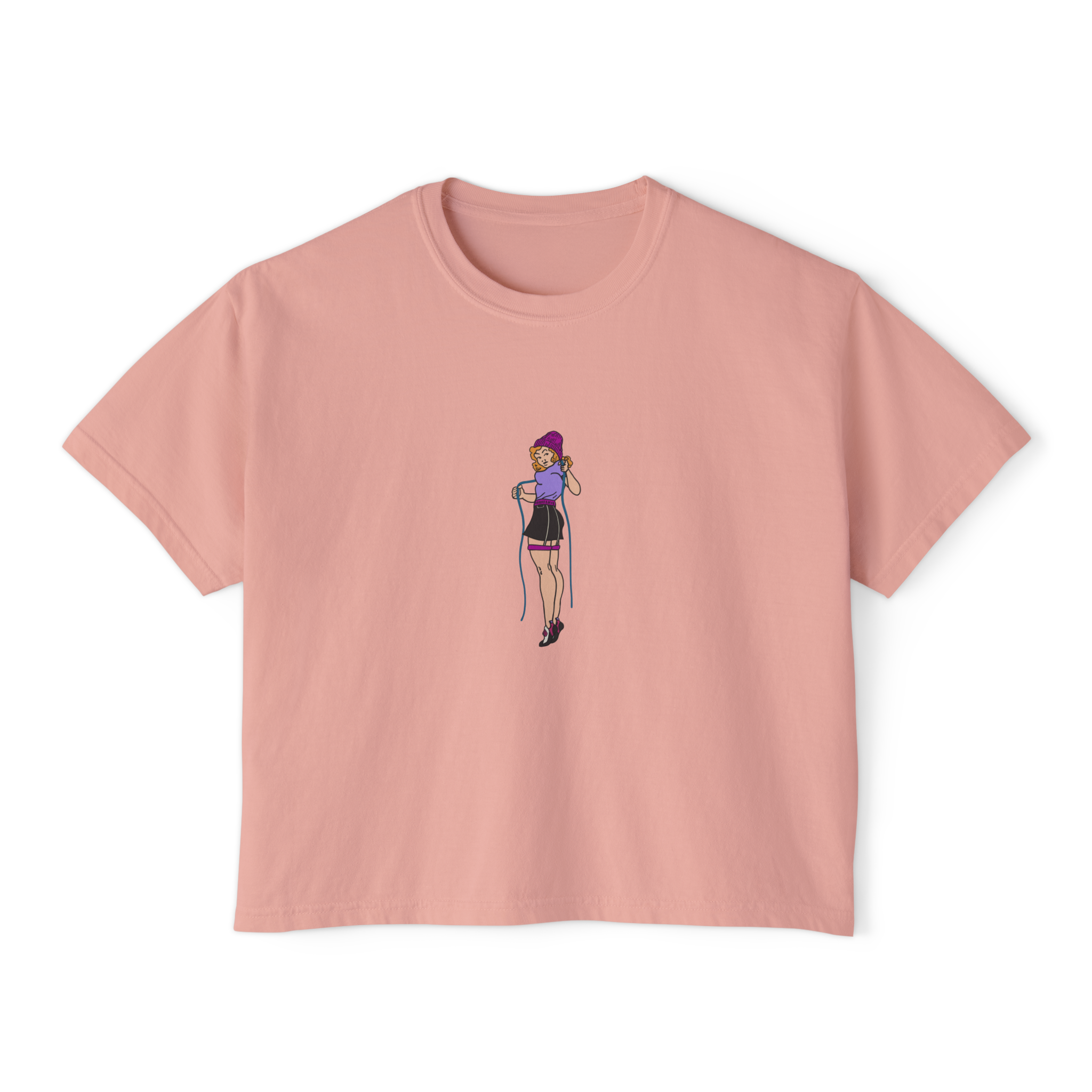 Harness Up Pinup Boxy Tee — Full Sends Climbing Co.